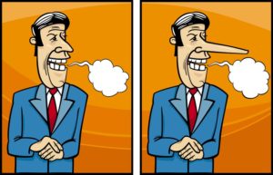 Cartoon Concept Illustration of Funny Insincere Businessman or Politician Giving a Speech